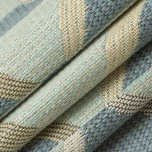 Load image into Gallery viewer, Stain Resistant Teal Aqua Beige Cream Geometric Upholstery Drapery Fabric