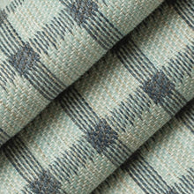Load image into Gallery viewer, Stain Resistant Teal Aqua Blue Check Plaid Upholstery Drapery Fabric