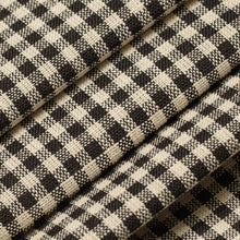 Load image into Gallery viewer, Beige Black Charcoal Small Check Upholstery Fabric