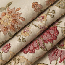 Load image into Gallery viewer, Beige Red Orange Gold Green Floral Drapery Upholstery Fabric