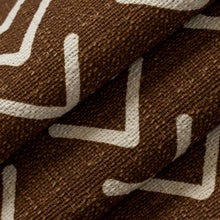 Load image into Gallery viewer, Heavy Duty  Brown Cream Cotton Herringbone Ethnic Geometric Upholstery Fabric