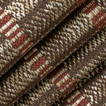 Load image into Gallery viewer, Heavy Duty Brown Red Cream Stripe Tweed Ethnic Geometric Upholstery Fabric