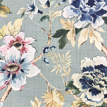 Load image into Gallery viewer, Teal Navy Blue Green Burgundy Red Floral Upholstery Drapery Fabric MGF