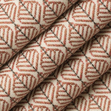 Load image into Gallery viewer, Rusty Red Cream Brown Geometric Upholstery Fabric