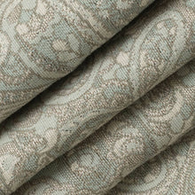 Load image into Gallery viewer, Stain Resistant Aqua Blue Raupe Paisley Upholstery Drapery Fabric