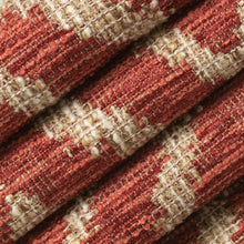 Load image into Gallery viewer, Rusty Red Coral Beige Taupe Geometric Diamond Upholstery Fabric