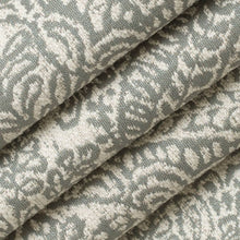 Load image into Gallery viewer, Stain Resistant Teal Taupe Cream Medallion Upholstery Drapery Fabric