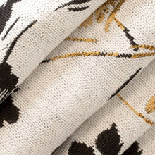 Load image into Gallery viewer, Off White Black Mustard Gold Floral Upholstery Fabric