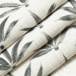 Oatmeal Cream Charcoal Black Floral Upholstery Fabric