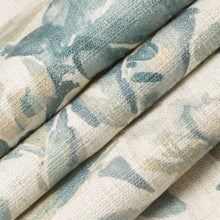 Load image into Gallery viewer, Stain Resistant Beige Teal Seafoam Floral Upholstery Drapery Fabric