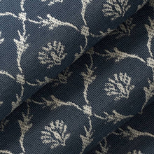 Load image into Gallery viewer, Heavy Duty Floral Diamond Navy Blue Upholstery Drapery Fabric