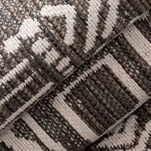 Load image into Gallery viewer, Heavy Duty Charcoal Black Brown Cream Ethnic Geometric Upholstery Fabric