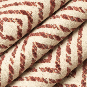 Beige Rusty Red Geometric Upholstery Fabric