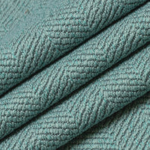 Load image into Gallery viewer, Stain Resistant Teal Grey Herringbone MCM Upholstery Drapery Fabric