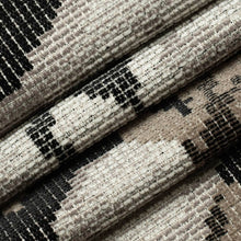 Load image into Gallery viewer, Black Taupe Beige Floral Chenille Upholstery Fabric