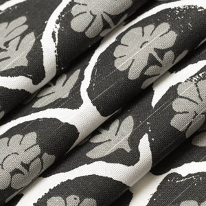 Black White Grey Floral Abstract Drapery Upholstery Fabric