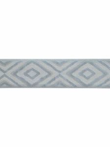 3.25" Wide Aqua Velvet Geometric Drapery Tape Trim