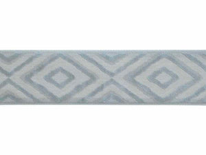 3.25" Wide Aqua Velvet Geometric Drapery Tape Trim