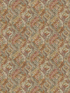 Beige Grey Red Mustard Gold Ikat Upholstery Fabric