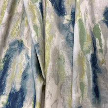Load image into Gallery viewer, Linen Viscose Ivory Green Teal Grey Abstract Upholstery Drapery Fabric