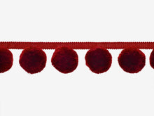 Load image into Gallery viewer, 2.5&quot; Burgundy Red Pom Pom Tape Trim