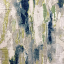 Load image into Gallery viewer, Linen Viscose Ivory Green Teal Grey Abstract Upholstery Drapery Fabric
