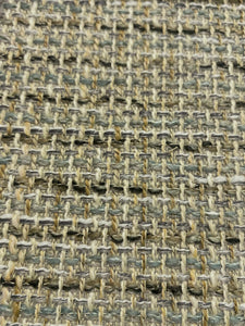 Beige Aqua Green Back Cream MCM Mid Century Modern Tweed Upholstery Fabric