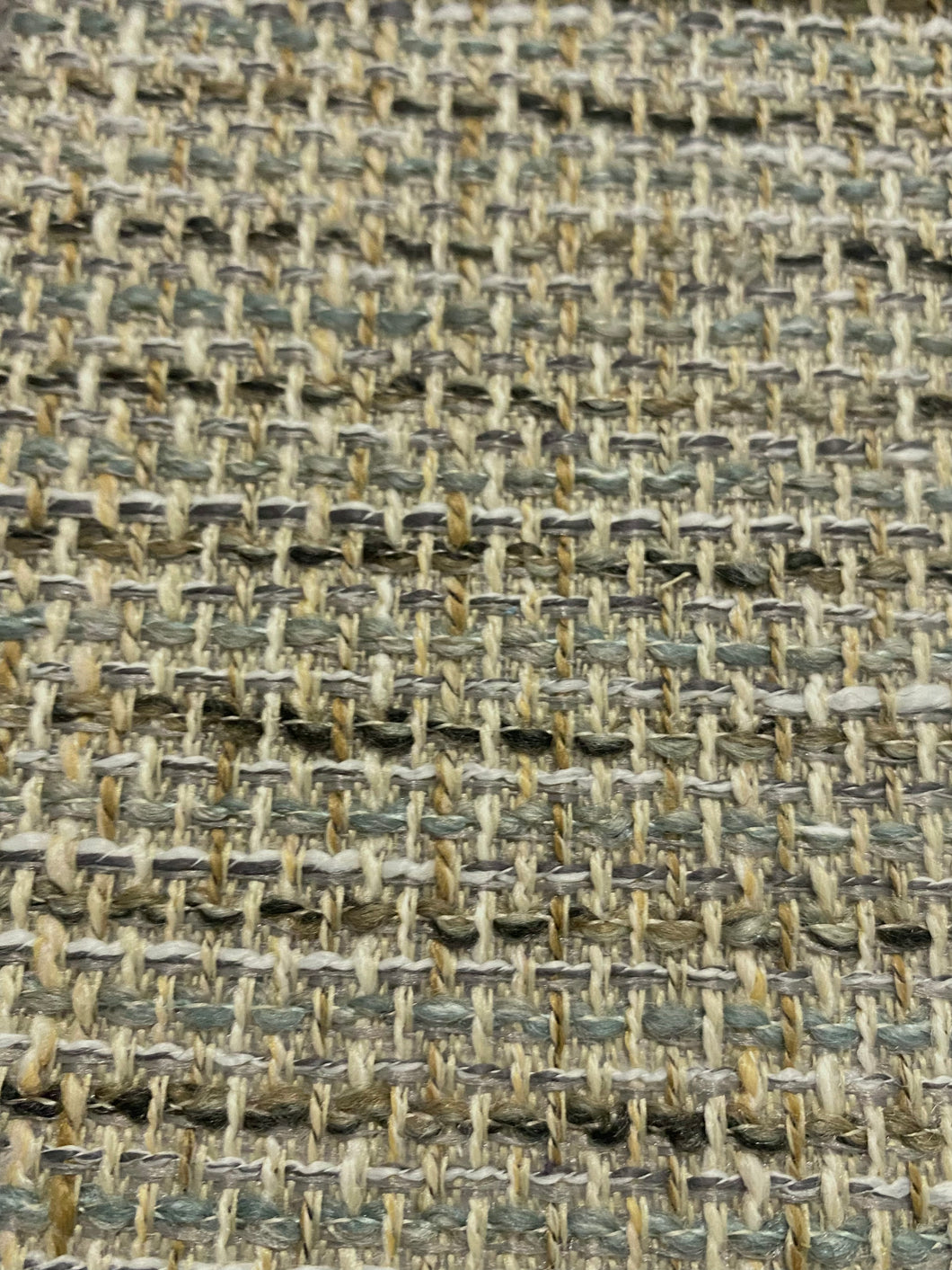 Beige Aqua Green Back Cream MCM Mid Century Modern Tweed Upholstery Fabric