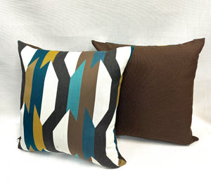 19” X 19” Pillow Covers in Arc Com Crescendo Caribbean Abstract Geometric Fabric- a Pair