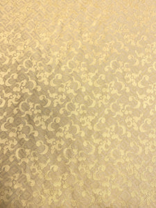 Vintage Beige Yellow Grey Damask Cotton Upholstery Drapery Fabric WHS 5099