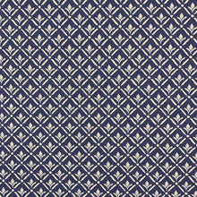 Load image into Gallery viewer, Navy Blue White Cotton Small Scale Diamond Upholstery Drapery Fabric