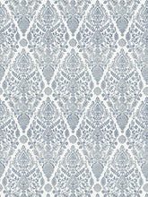 Load image into Gallery viewer, Cotton White Denim Blue Floral Medallion Upholstery Drapery Fabric