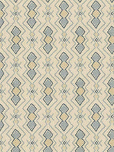 Load image into Gallery viewer, Beige Teal Blue Geometric Embroidered Drapery Fabric