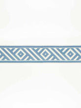 Load image into Gallery viewer, 3" Wide Ivory Blue Geometric Embroidered Drapery Tape Trim