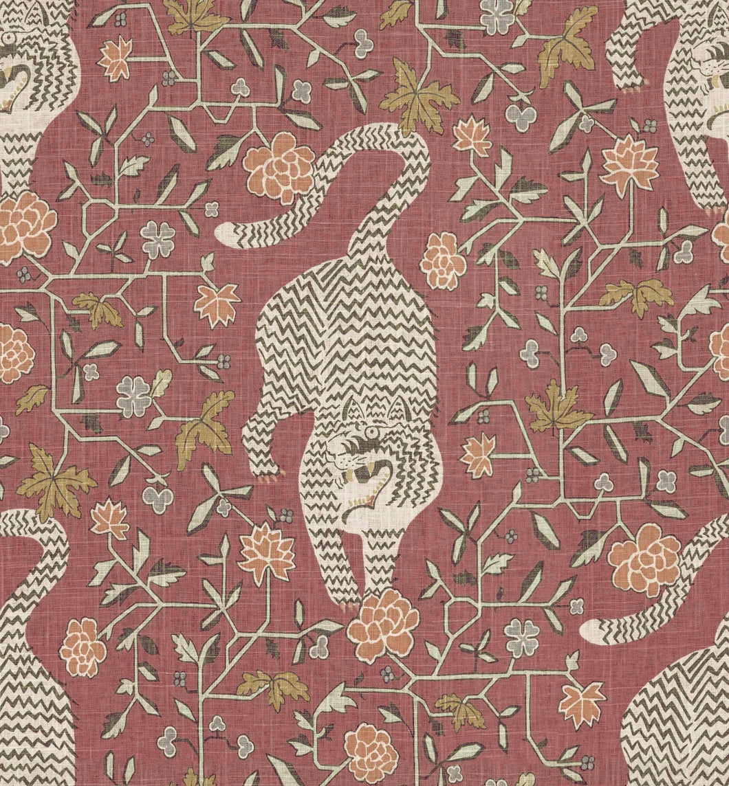 Linen Rayon Rose Beige Black Orange Mustard Animal Pattern Upholstery Drapery Fabric