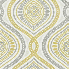 Load image into Gallery viewer, Cotton Cream Grey Chartreuse Medallion Upholstery Drapery Fabric FB