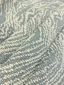 Cowtan & Tout Idaho Ocean Wool Blend Blue Cream Abstract Boucle Upholstery Fabric STA 5013