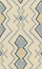 Load image into Gallery viewer, Beige Teal Blue Geometric Embroidered Drapery Fabric