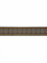 Load image into Gallery viewer, 2.25&quot; Wide Black Ivory Mustard Gold Geometric Drapery Tape Trim