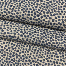 Load image into Gallery viewer, Denim Navy Blue Off White Animal Pattern Cheetah Upholstery Fabric