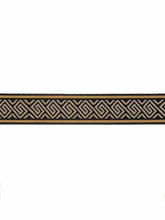Load image into Gallery viewer, 2.25&quot; Wide Black Ivory Mustard Gold Geometric Drapery Tape Trim
