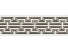 Load image into Gallery viewer, 4&quot; Wide Off White Grey Embroidered Geometric Drapery Tape Trim