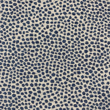 Load image into Gallery viewer, Denim Navy Blue Off White Animal Pattern Cheetah Upholstery Fabric