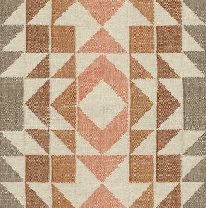 Beige Coral Burnt Orange Brown Geometric Matelasse Upholstery Fabric