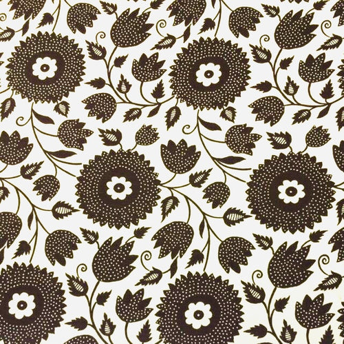 Schumacher Griffin Flower Print Ecru Brown Botanical Floral Linen Cotton Upholstery Drapery Fabric