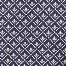 Load image into Gallery viewer, Navy Blue White Cotton Small Scale Diamond Upholstery Drapery Fabric