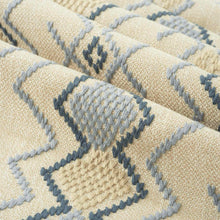 Load image into Gallery viewer, Beige Teal Blue Geometric Embroidered Drapery Fabric