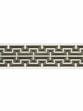 Load image into Gallery viewer, 4&quot; Wide Off White Olive Green Embroidered Geometric Drapery Tape Trim