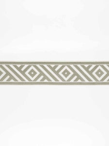 3" Wide Ivory Grey Geometric Embroidered Drapery Tape Trim