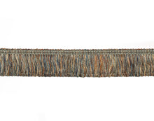 Load image into Gallery viewer, 1.75" Wide Mustard Gold Teal Brush Upholstery Fringe Trim